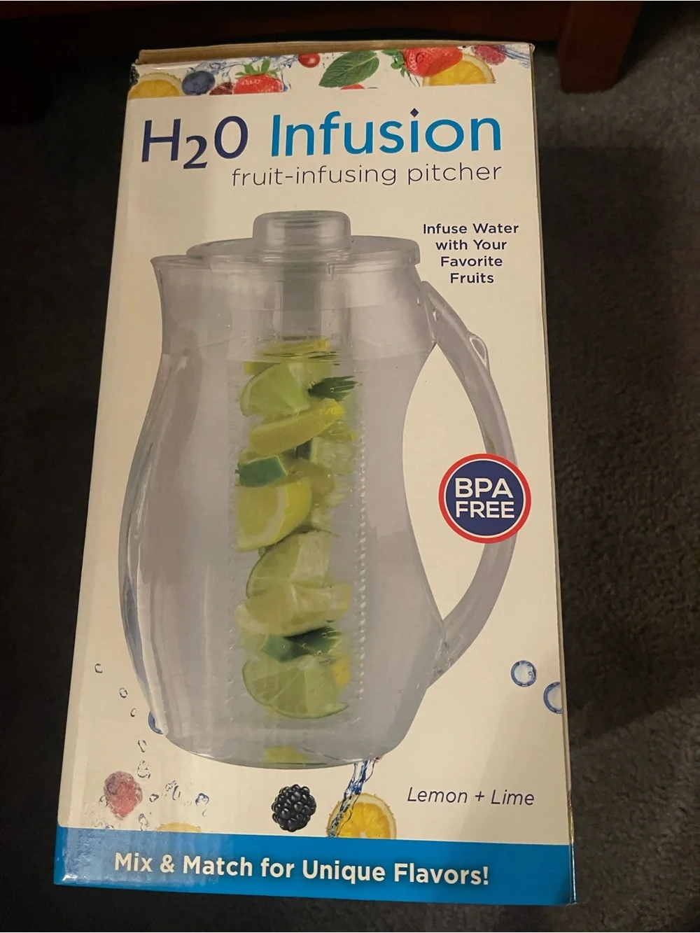 H2O Infusion Fruit-Infusing Pitcher - Clear with Mixed Berry Accent